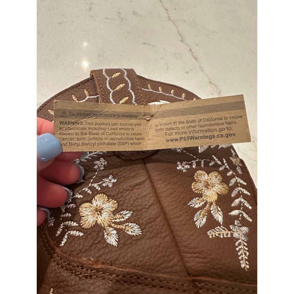 Dingo Primrose Women’s 7.5 NWT Brown Leather Floral Embroidered Western Boots - Picture 6 of 12